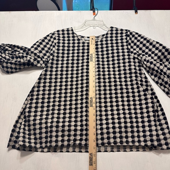 Bryn Walker Lucinda Checkered Black White Top XS Organic Cotton Made in USA - Picture 5 of 10